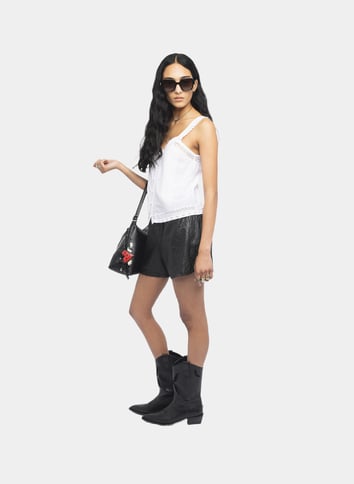 Caraco col v en coton mélangé ZADIG&VOLTAIRE Blanc